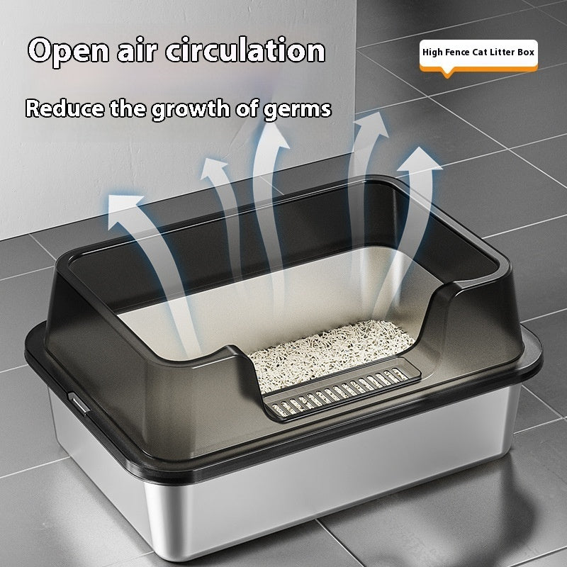 Stainless Steel Litter Box Open Deepening Semi-closed