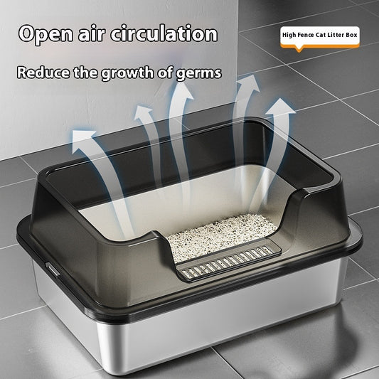 Stainless Steel Litter Box Open Deepening Semi-closed