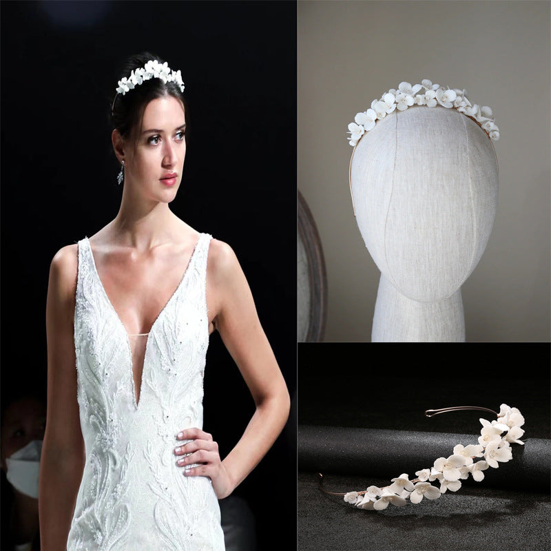 Design White Ceramic Flower Crown Headband