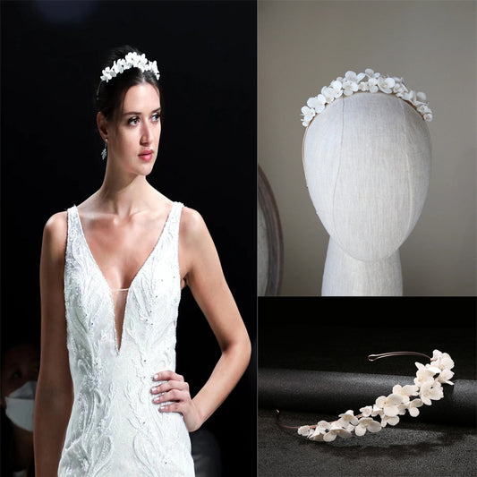 Design White Ceramic Flower Crown Headband