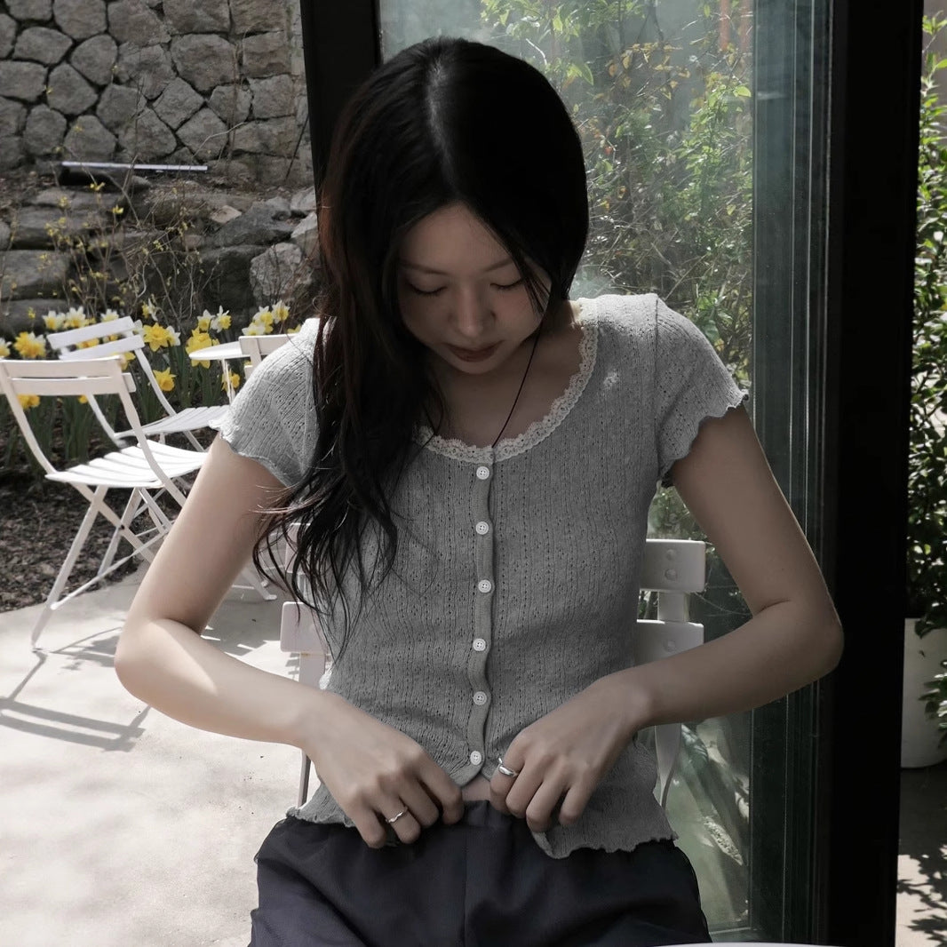 U-neck Casual Slimming Hot Girl Top Short