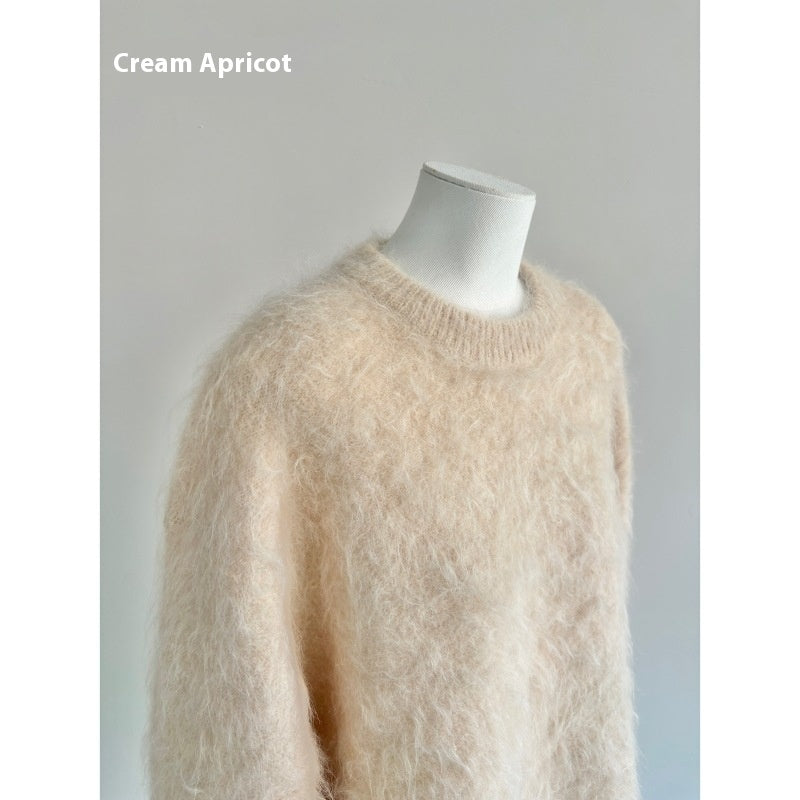 Autumn And Winter New Alpaca Round Neck Loose And Idle Knitted Sweater