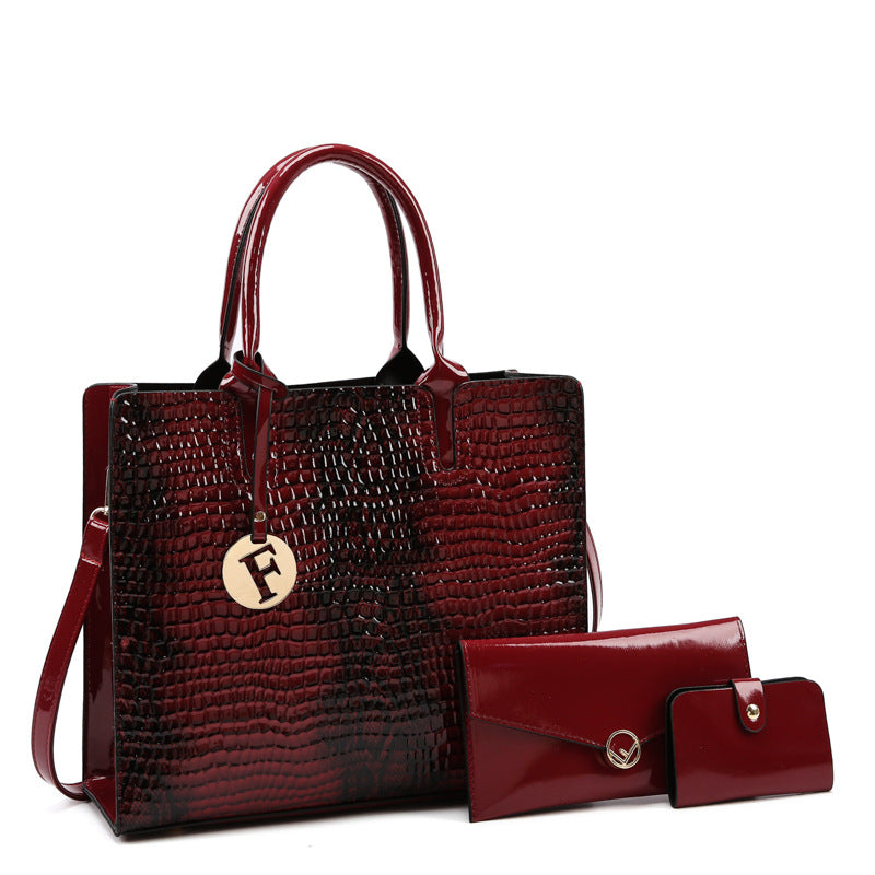 European And American Retro Women's Hand-held Crossbody Bag Three-piece Set