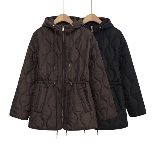 Women's Solid Color Casual Quilted Zip-up Cotton Coat