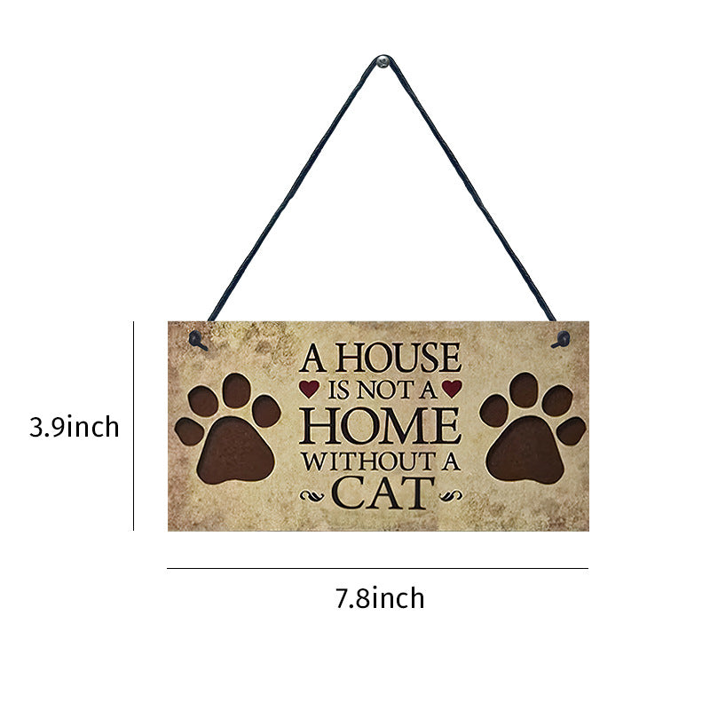 Wooden Cat Pendant For Pets Vintage Style