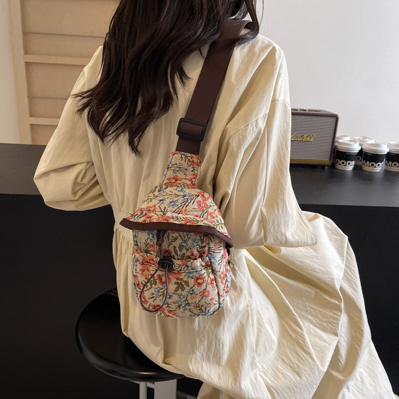 Sød Dametaske Crossbody National Stil Blomst Vestlig Stil Snorlukning