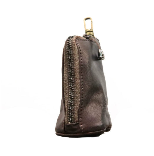 Men's Large-Capacity Waist-Hanging Distressed Cowhide Key Case