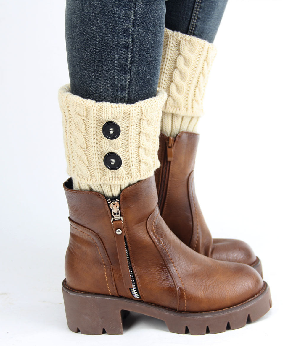 Women's Knitted Wool Short Twist Flap Button Ankle Cover