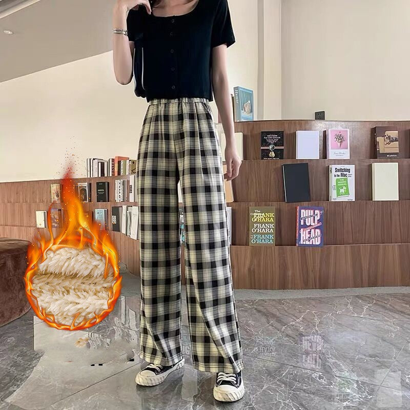 Autumn And Winter Padded Thickening High Waist Thin Drape Straight Casual Wide Leg Dragging Pants