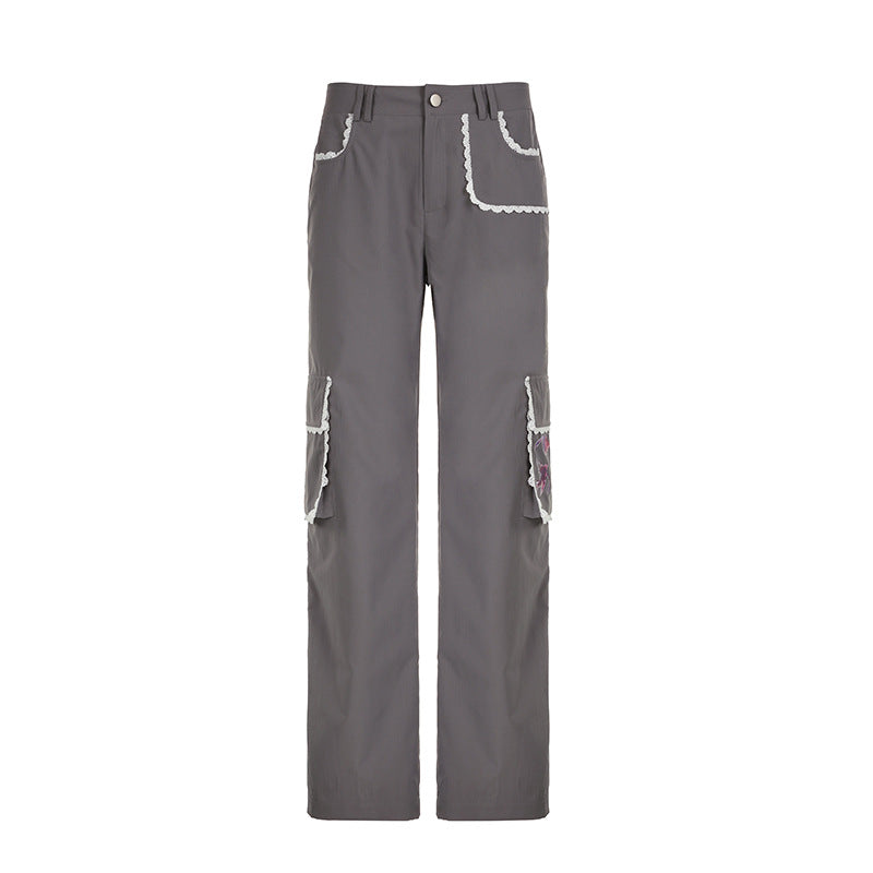 Women's French Contrasting Lace Loose Casual Pants