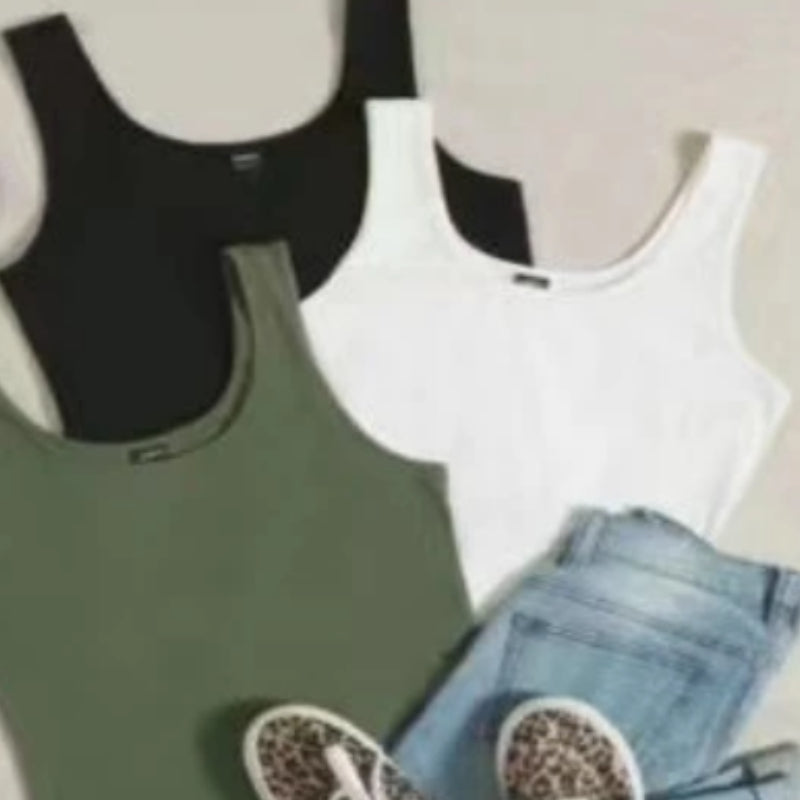 Solid Color Household Vest Can Be Worn Outside Three-piece Set