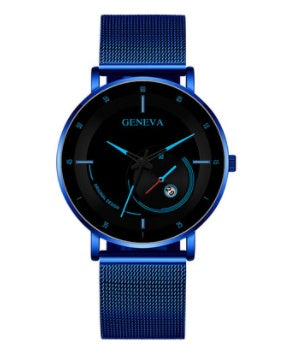Men's Simple Digital Scale Business Casual Mesh Belt Calendar Watch Men's Fashion Quartz Watch