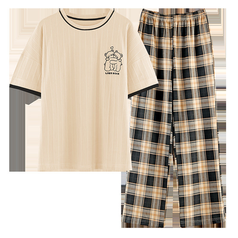Summer Pajamas Women's Short-sleeved Trousers Cotton Two-piece Set