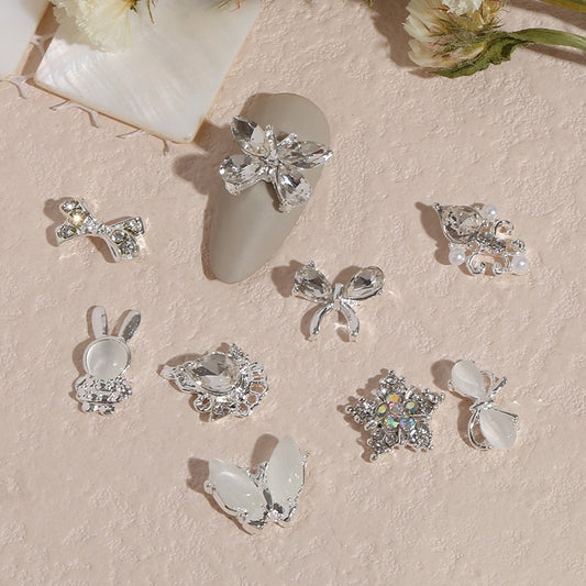 New Nail Beauty Butterfly Silver Metal Alloy Rhinestone DIY Ornament Accessories