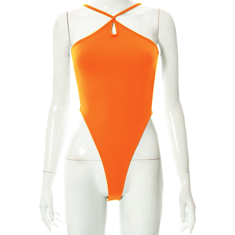 Dame Mode Strop Ensfarvet Bodysuit