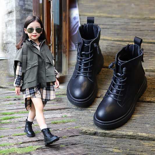 Children's Martin Boots Real Soft Leather Girls' Short Boots