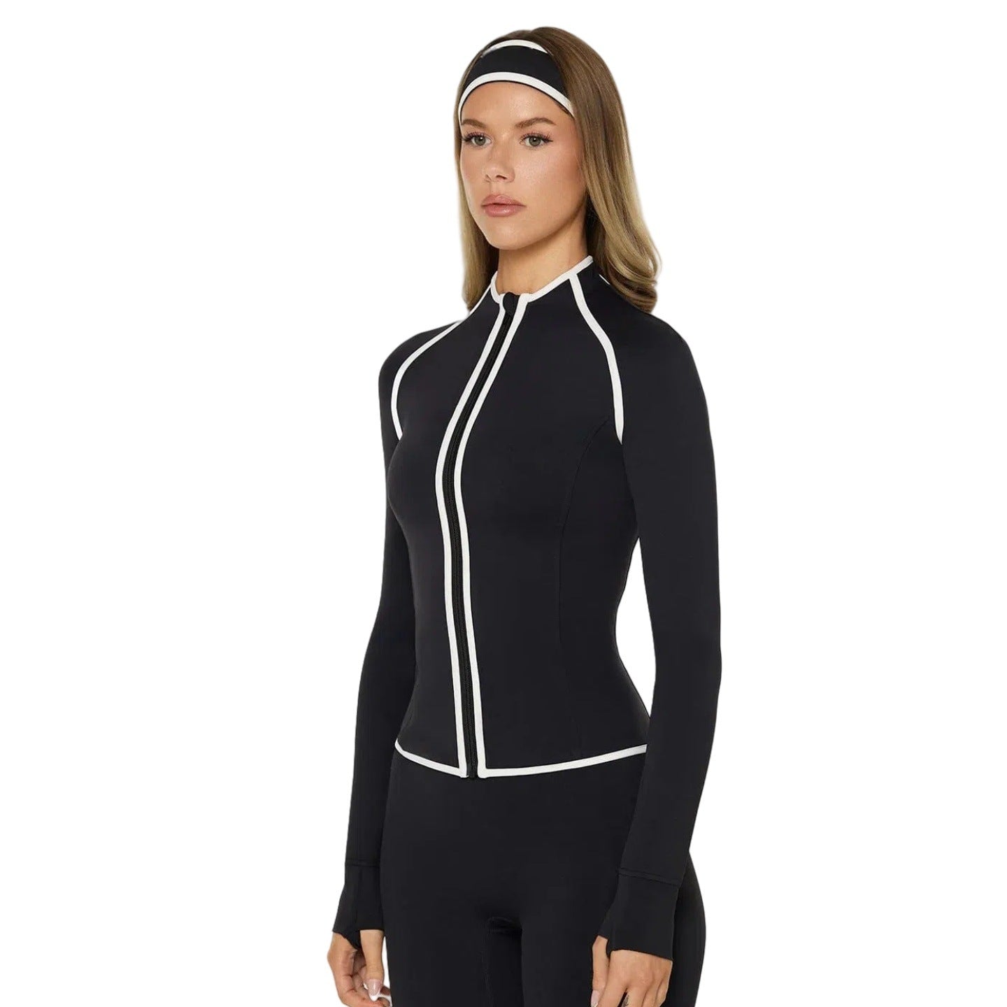 Bare-feel Yoga Jacket With A Stand-up Collar Long Sleeves And Designed For Cycling