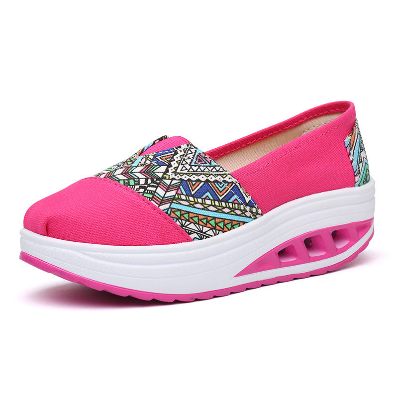 Canvas Rocking Wedge Heel Platform Korean Style Breathable Women's Shoes