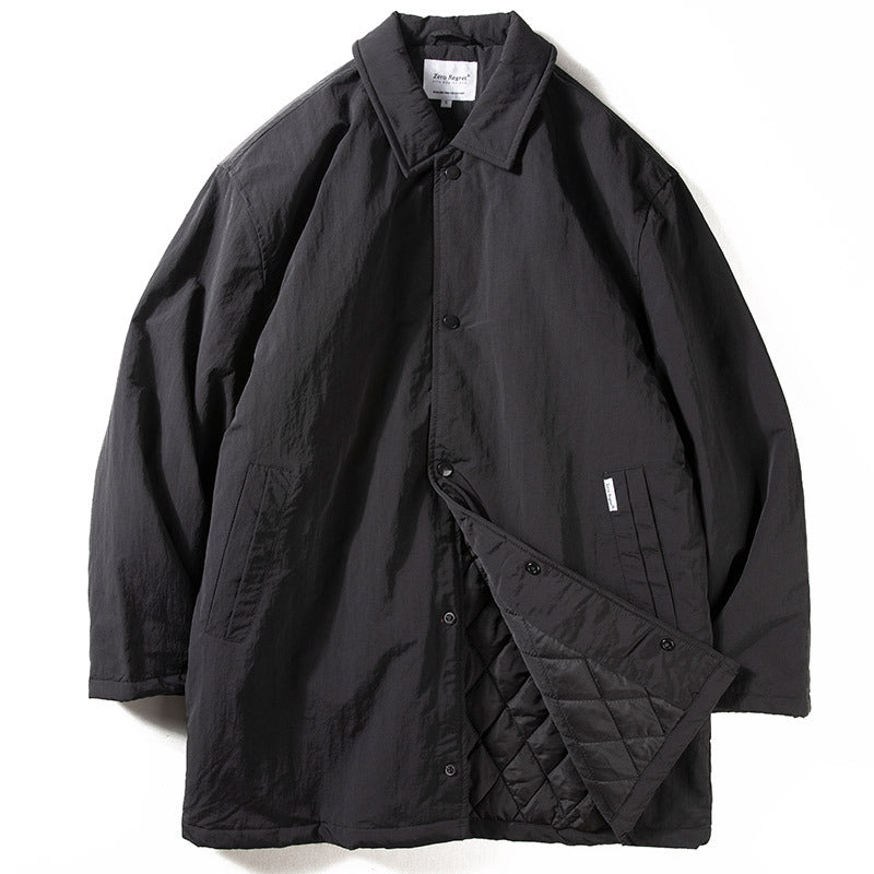 Retro Revers Herre Mellemlang Termisk Vatteret Trenchcoat
