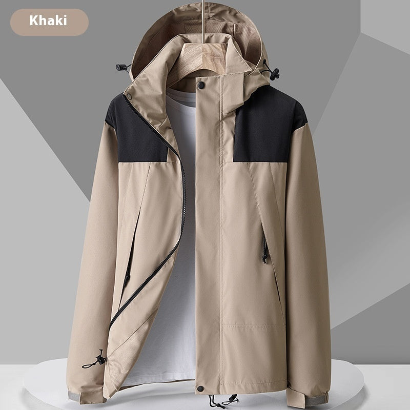 Hættetrøje Windbreaker Unisex Modstandsdygtig Jakke Med Lynlås Og Farveblokke Med Lommer Vandafvisende Overtøj Til Kvinder Mænd Tøj