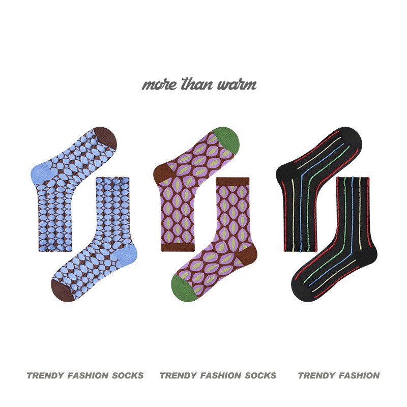 Classic Contrast Color Plaid Warmth Retention Material Tube Socks