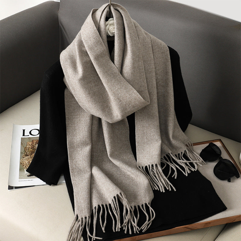 Solid Color Maillard Scarf Cashmere-like Women Warm Shawl