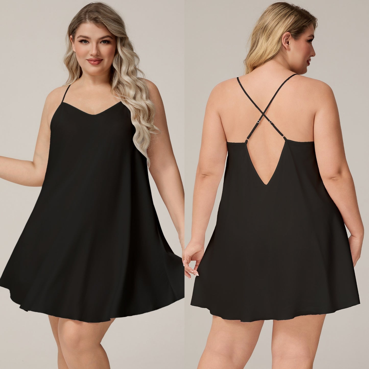 Plus-size Solid-color Satin Chiffon Pajamas From Europe And The US