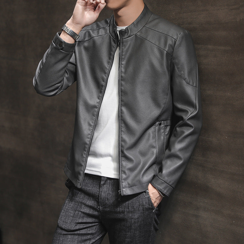 Fashion Men's Leather Coat Youth Trendy