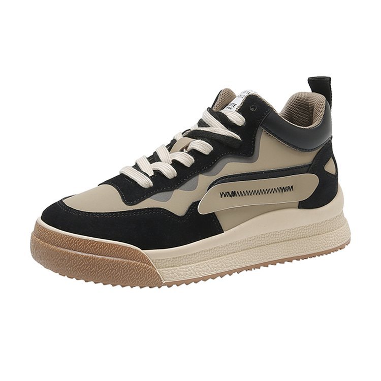 Flat-heeled Lace Up Low-top Shoes Deep Mouth Flat PU Board Shoes