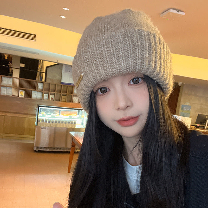 Woolen Cap Thermal Wool Letter Pullover Knitted Hat