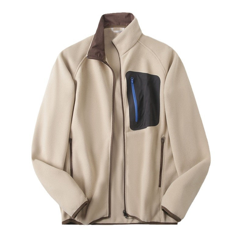 Quick Warm Quick Hot Velvet Men's Stand Collar Polar Fleece Jacket