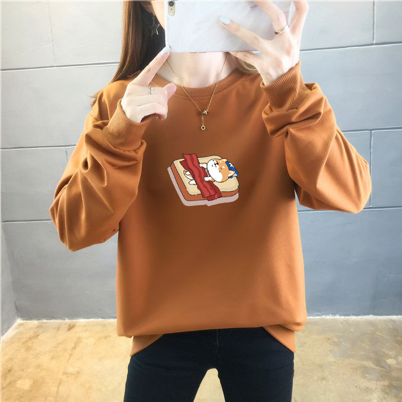 Student Casual Cartoon Top Trendy Round Neck