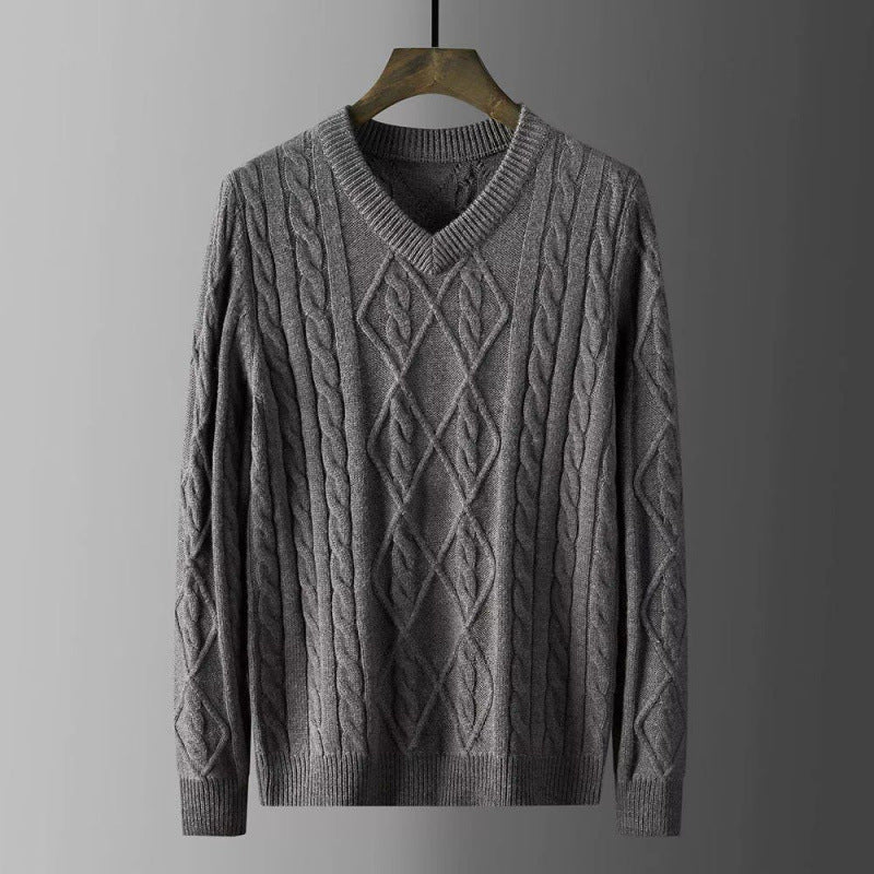 Warm Thick Line Bottoming Pullover Long Sleeved Sweetheart Neck Sweater