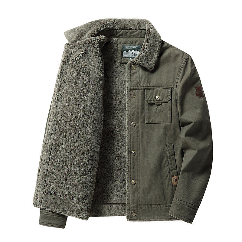 Fleece-lined Thickened Casual Fashion Polo Collar Men's Jacket