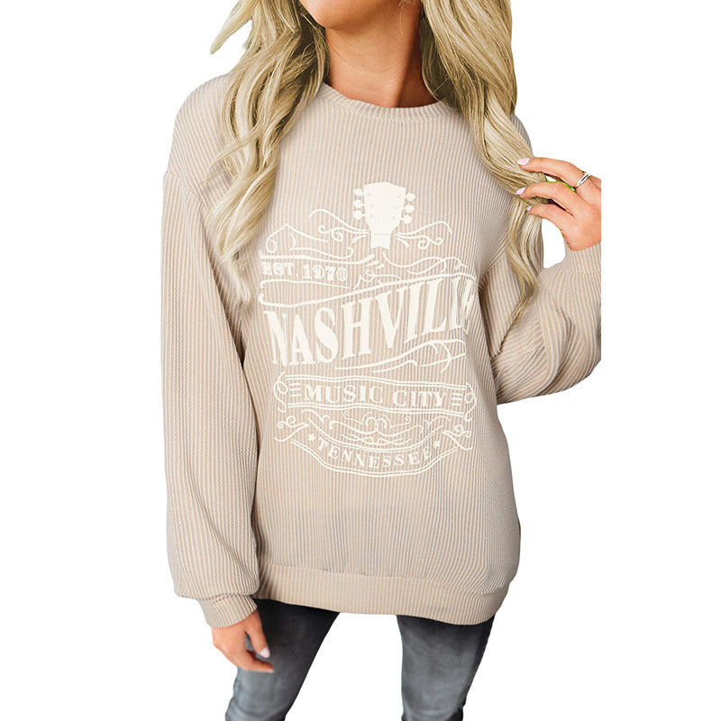 Pullover Round Neck Long Sleeves Top For Women