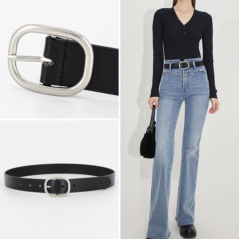 Top Layer Cowhide Women's Pin Buckle Belt