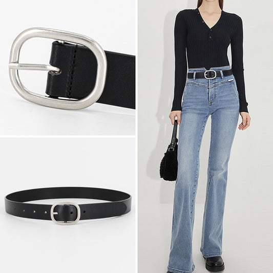 Top Layer Cowhide Women's Pin Buckle Belt