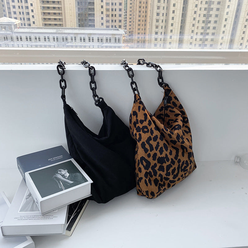 One Shoulder Zipper Corduroy Cloth Bag