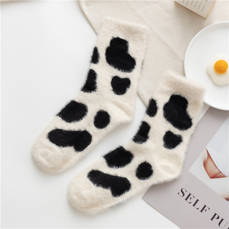 Mink Fleece Socks Coral Fleece Female Cartoon Animal
