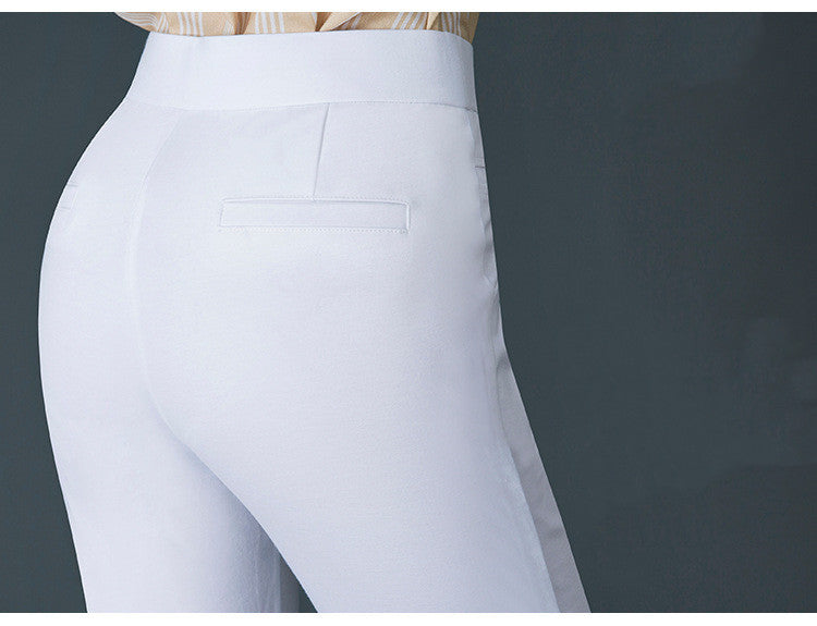 High Waist Slimming Straight Casual Plus Trousers