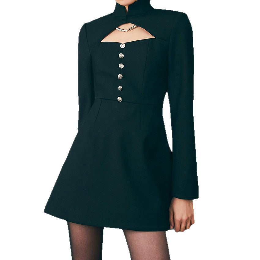Fashionable Figure-flattering Hollow-out Dress For Professional Women