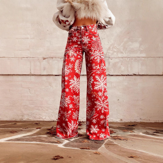 Plus-size Casual Versatile Wide-leg Pants For Women Faux Fabric