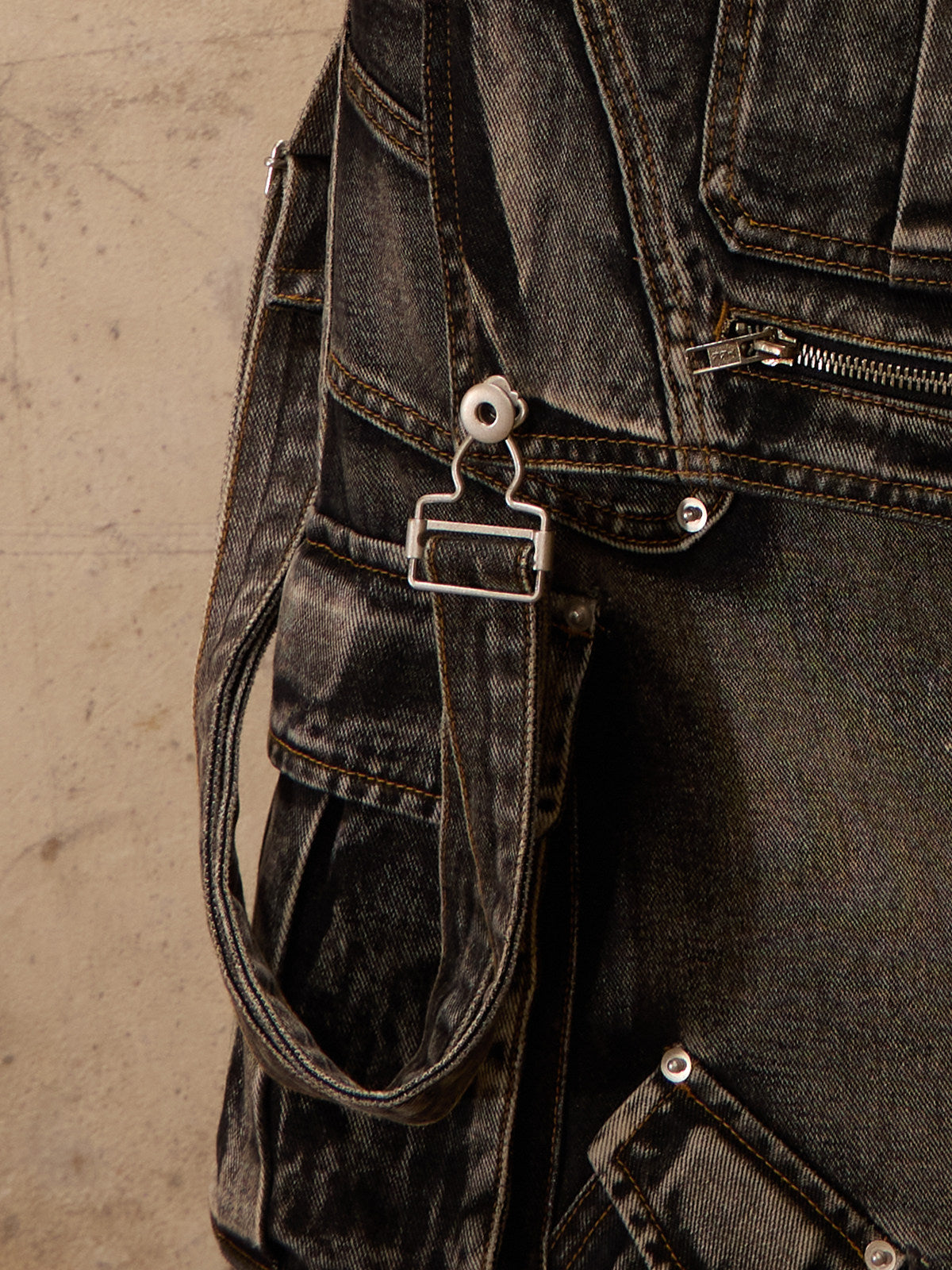 Detachable Denim Suspender Skirt 3-in-1
