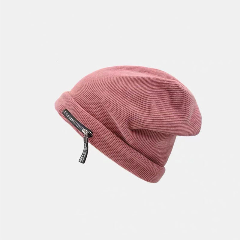 Women's Knitted Hat Autumn And Winter Personality Zipper Loose American Style