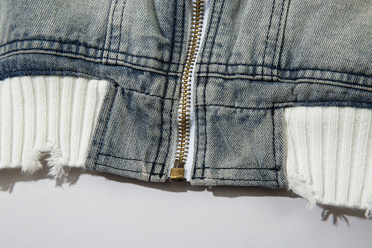Casual Loose Damaged Color Matching Ribbon Striped Sweater Coat Fashion
