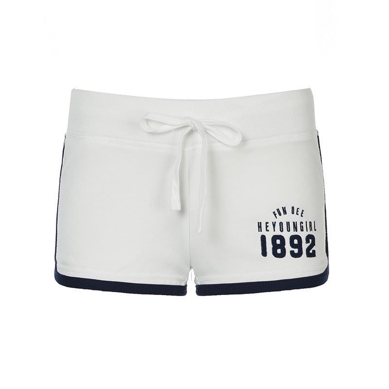 American Preppy Style Digital Printing Contrast Color Sports Shorts