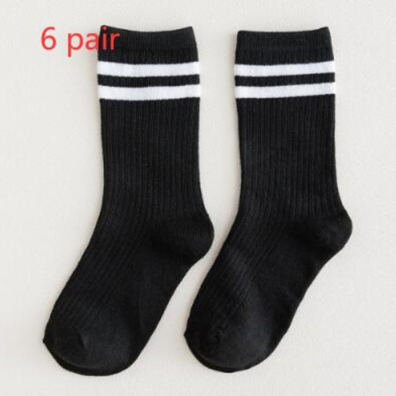 Mid-calf Length College Style Parallel Bars Trendy Retro Women's Striped Socks