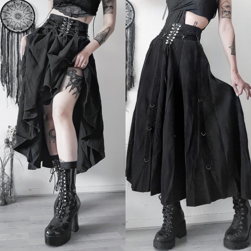 Women's Dark Elegant Sexy Slim Fit Large A Swing Skirt