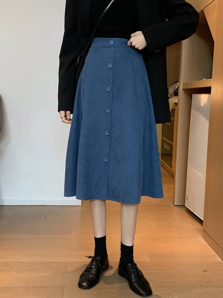 line Half-length Women's Mid-length High-waist Skirt Winter