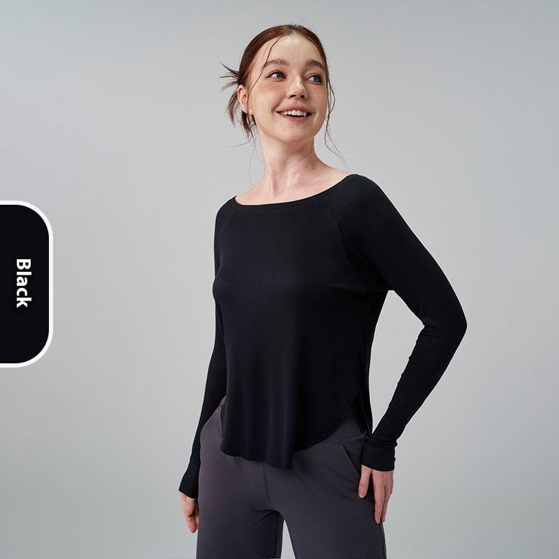 Sexy Off-the-shoulder Yoga Leisure Draping Sports Long Sleeve